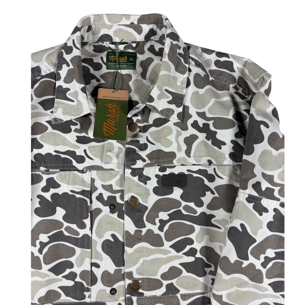 NWT Marsh Wear The Delano Shacket Mens XL Stone Mallard Camo Canvas Shirt Jacket